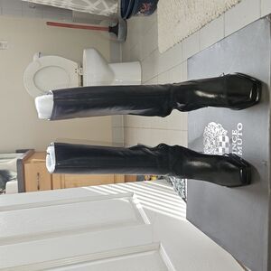 Black Knee-High Leather Boots